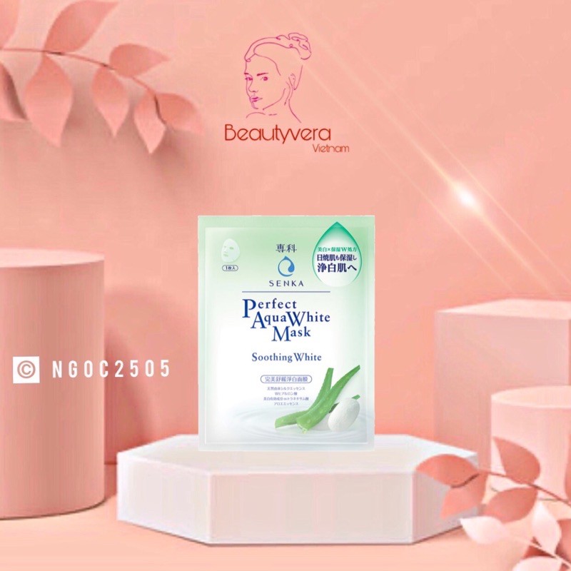 ( Hsd 2022 ) Mặt nạ dưỡng trắng dịu mát da Senka Perfect Aqua Soothing White Mask 25ml