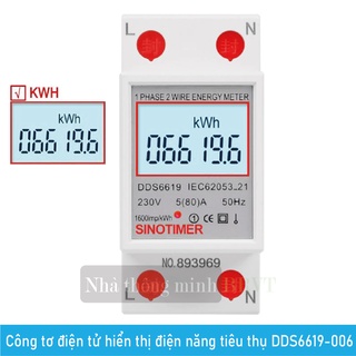 Công tơ điện tử 1 pha 80a sinotimer dds6619-006 hiển thị chỉ số điện năng tiêu thụ kwh