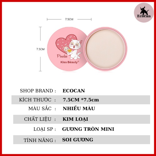 Gương soi mini cầm tay bỏ túi - gương tròn tiện dụng