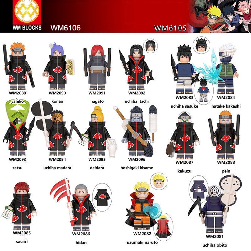Minifigures Các Nhẫn Giả Ninja Naruto Uchiha Obito – Uzumaki Naruto – Uchiha Sasuke – Hatake Kakashi WM6105 WM6106