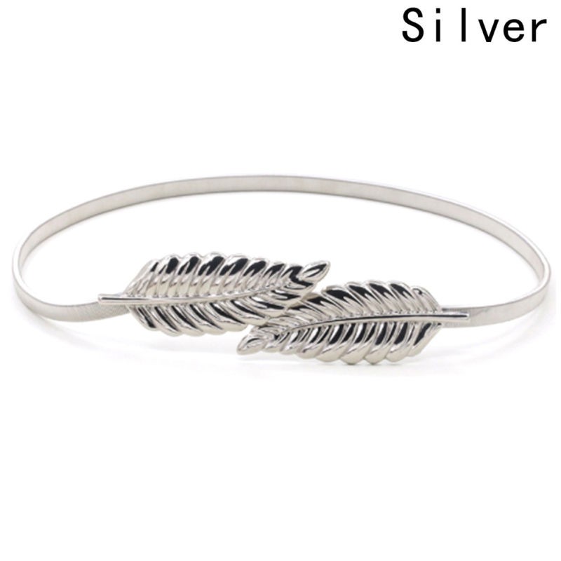 Set 2 Thắt Lưng Hình Lá Kim Loại Mạ Vàng / Bạc Cho Nữ
