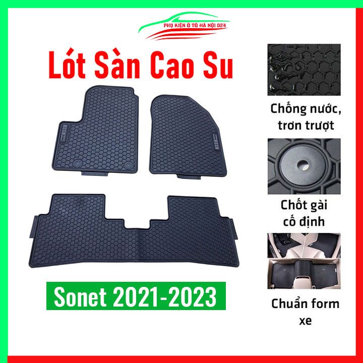 Thảm lót sàn cao su cho xe Kia Sonet 2021-2023 chữ trắng hàng chuẩn theo xe chịu lực tốt
