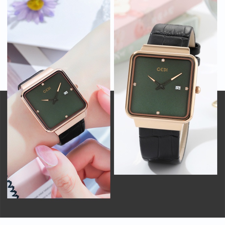 Đồng hồ GEDI 21010 dây đeo bằng da thanh lịch chất lượng cao cho nữ