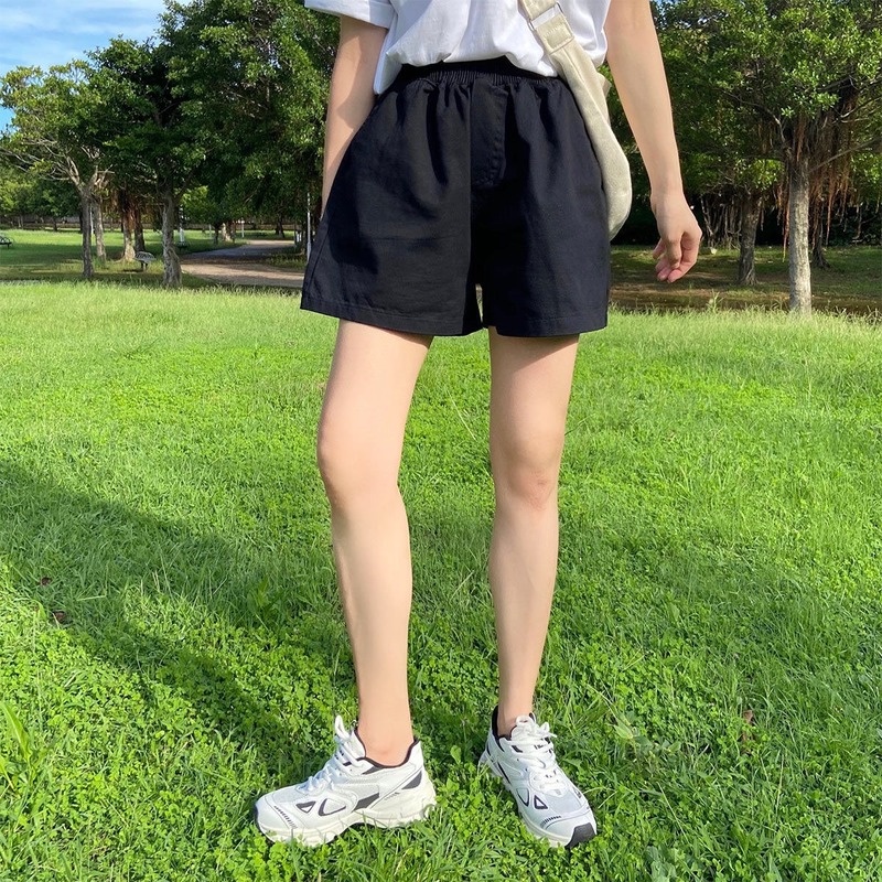 Quần Short Denim Thể Thao Lưng Cao Ống Rộng Thời Trang Mùa Hè Phong Cách Hàn Quốc Cho Nữ