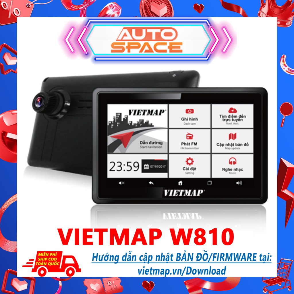 VietMap W810  - Thẻ nhớ 32GB - Camera Hành Trình Ô Tô Tích Hợp Màn Hình Dẫn Đường