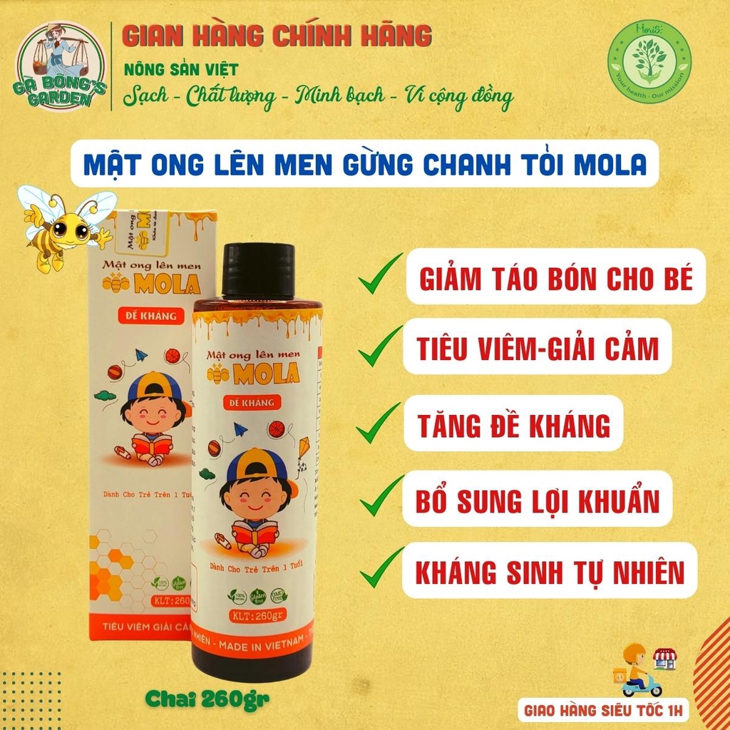 Mật Ong Lên Men Mola Chai 260gr-410gr Mật Ong Lên Men Đề Kháng Bổ Sung Lợi Khuẩn Hỗ Trợ Tiêu Hóa