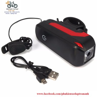 Đèn pha cảm ứng kèm còi xe đạp sạc USB