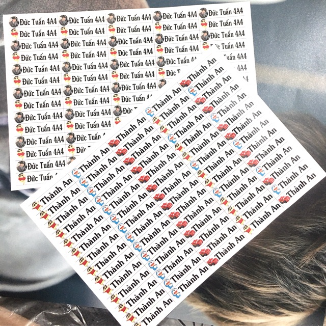 In tên dán đồ dùng học tập 70 cái kích thước 1x4cm/ Sticker in tên