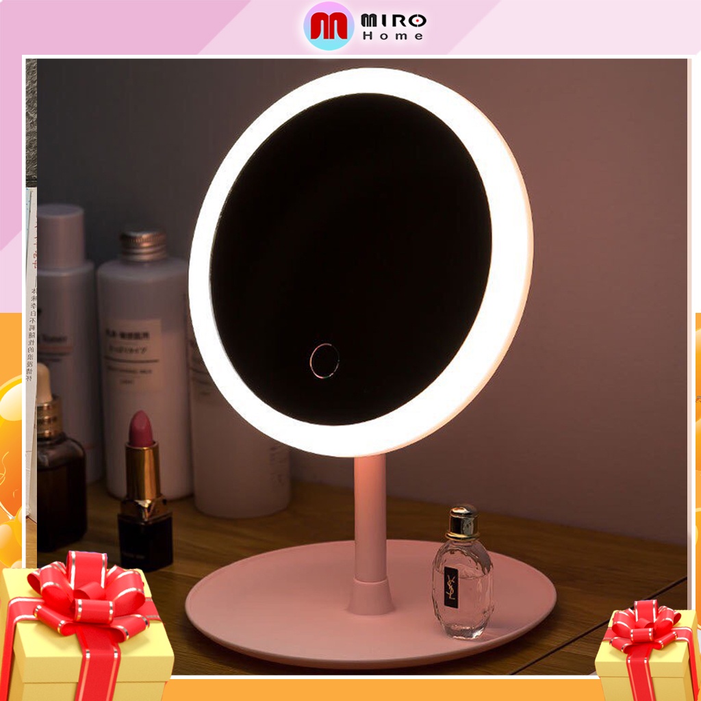 Gương đèn led cảm ứng cùng 3 chế độ ánh sáng, gương trang điểm đèn led cao cấp MIROHOME