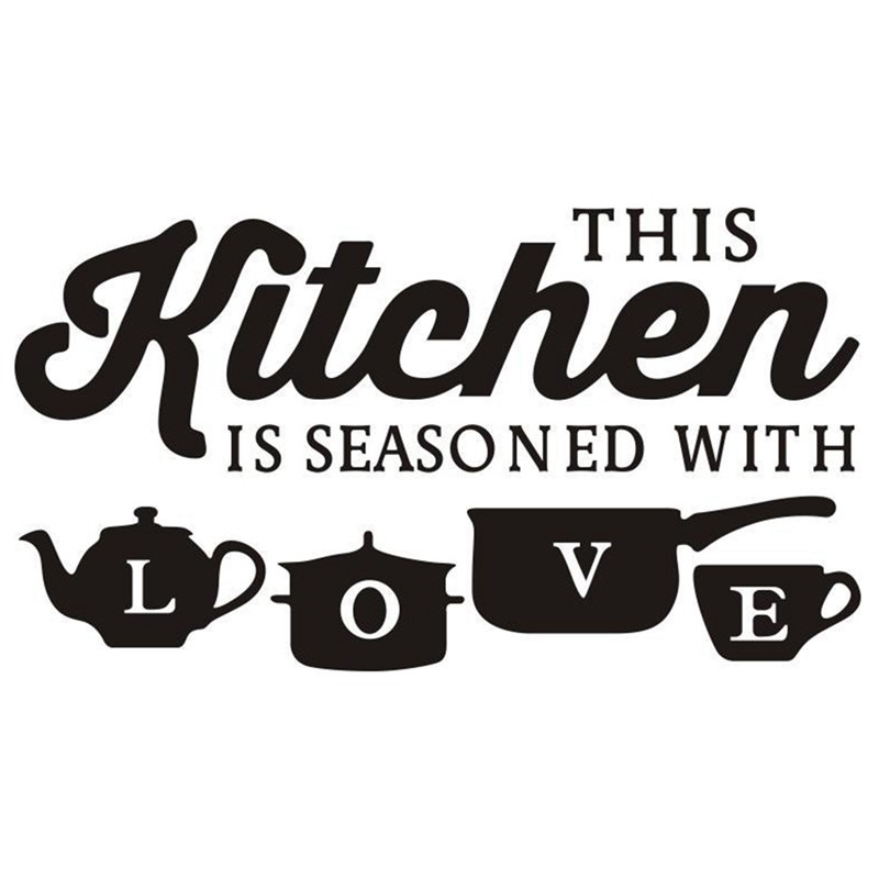 Sticker Dán Tường Họa Tiết Chữ Kitchen Pot Love Dùng Trang Trí Phòng Ăn