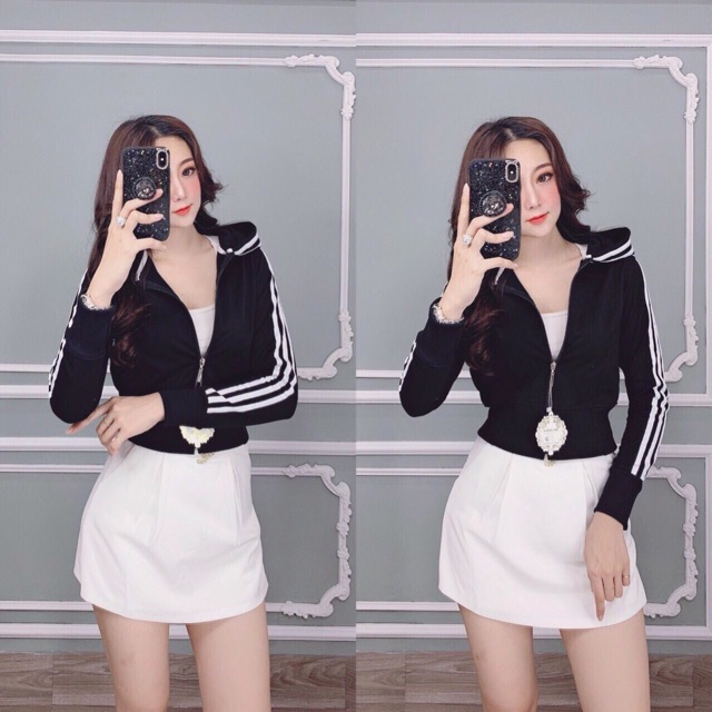 Áo khoác nữ chống nắng thun da cá lửng 3 sọc tay và nón | BigBuy360 - bigbuy360.vn