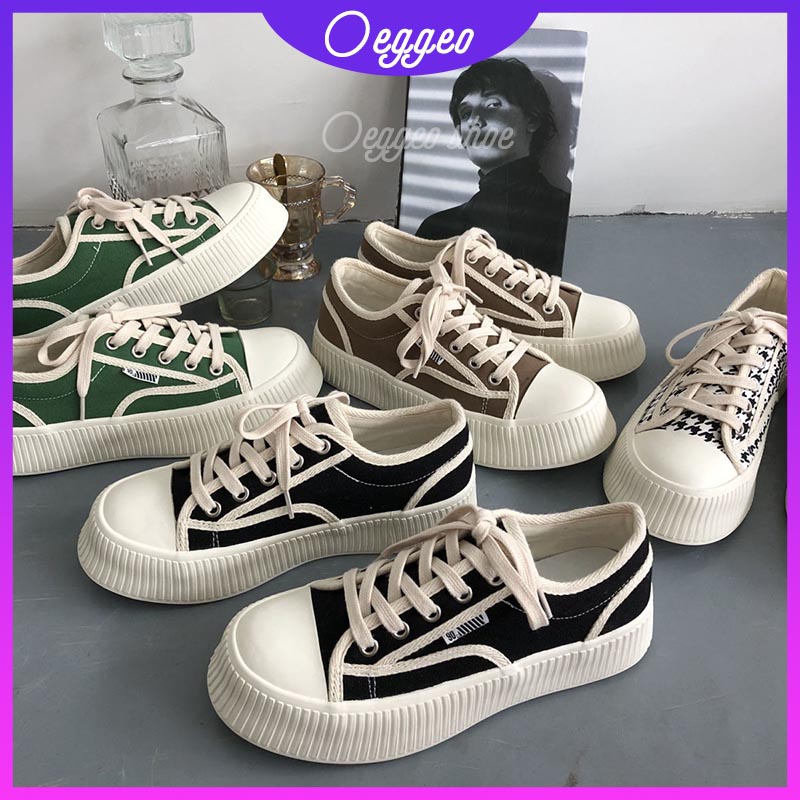 Giày Thể Thao canvas Trắng Đen Thời Trang Nữ Tính
