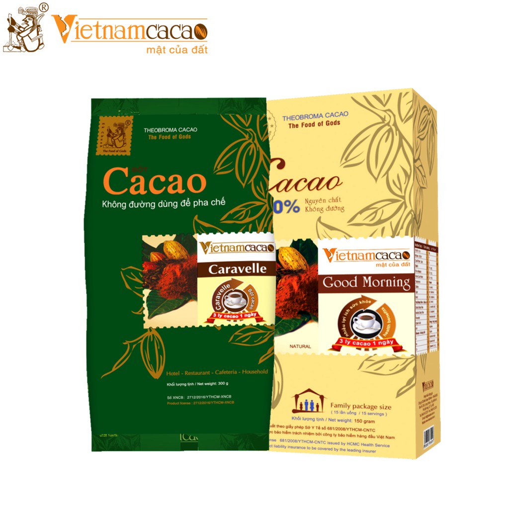 Bột cacao nguyên chất không đường dùng để pha chế - Combo cho mẹ 550g – Vinacacao