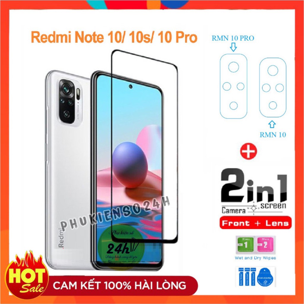 Combo Kính cường lực Xiaomi Redmi Note 12 Note 11 11s note 11 pro note 10 10s Note 10 Pro full màn + Dán bảo vệ camera