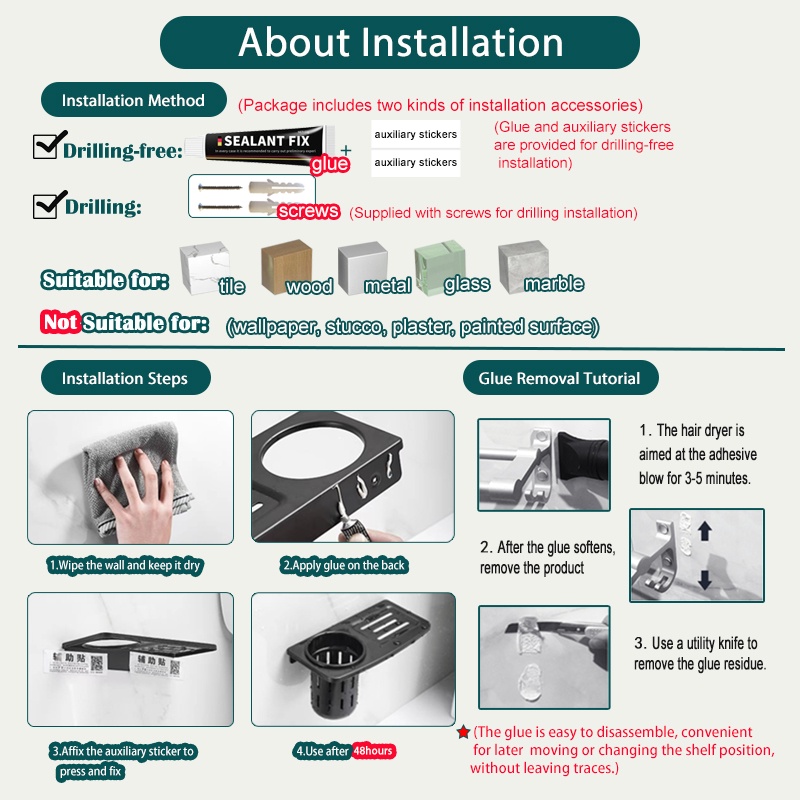 A - LIFE Bàn Chải  Vệ Sinh Toilet Bằng Nhôm Kèm Giá Đỡ Gắn Tường Tiện Dụng