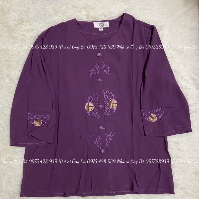 Áo cổ tàu cách tân lụa cotton cho bà cho mẹ, quần áo dài tay mùa thu mùa đông đồ trung niên