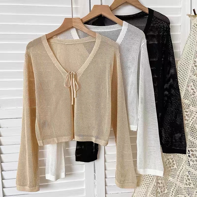 Áo Khoác Len Lưới Dây Buộc Cực Xinh