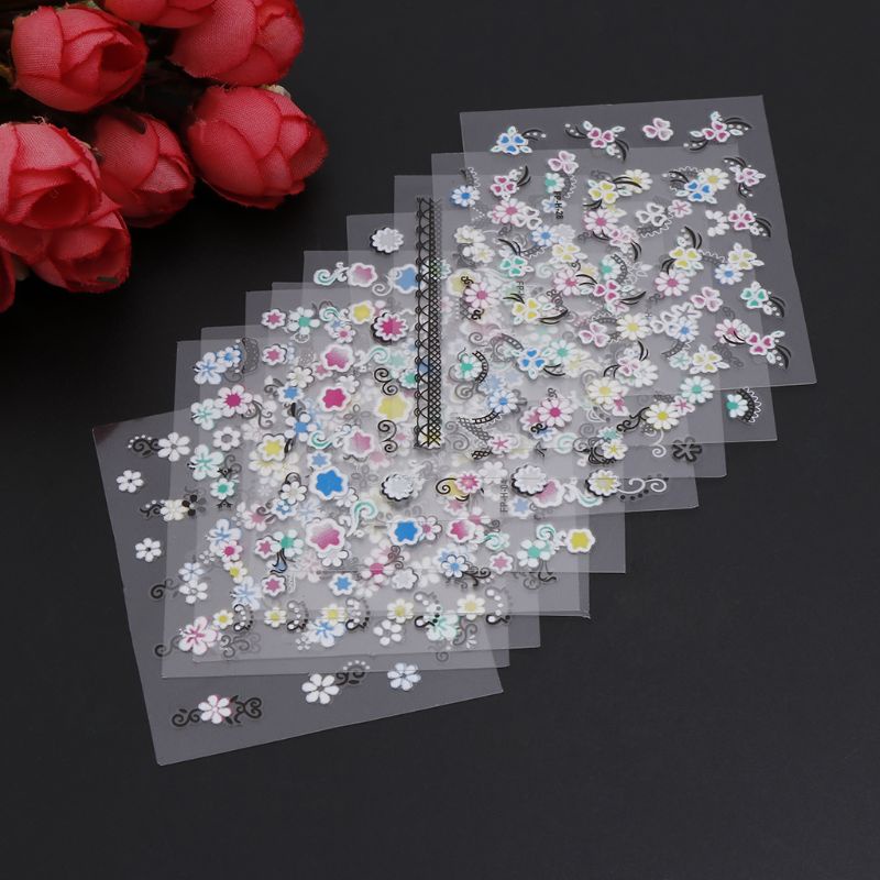[Hàng mới về] 10 tờ nhãn dán 3D trang trí làm đẹp móng tay