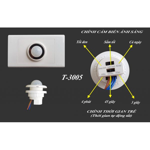 Công tắc cảm ứng hồng ngoại cầu thang T-3005 - [HTVN]