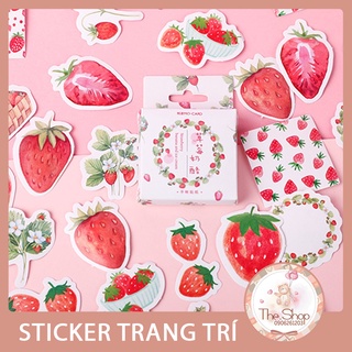 Hộp 45 miếng dán sticker trang trí hình dâu tây