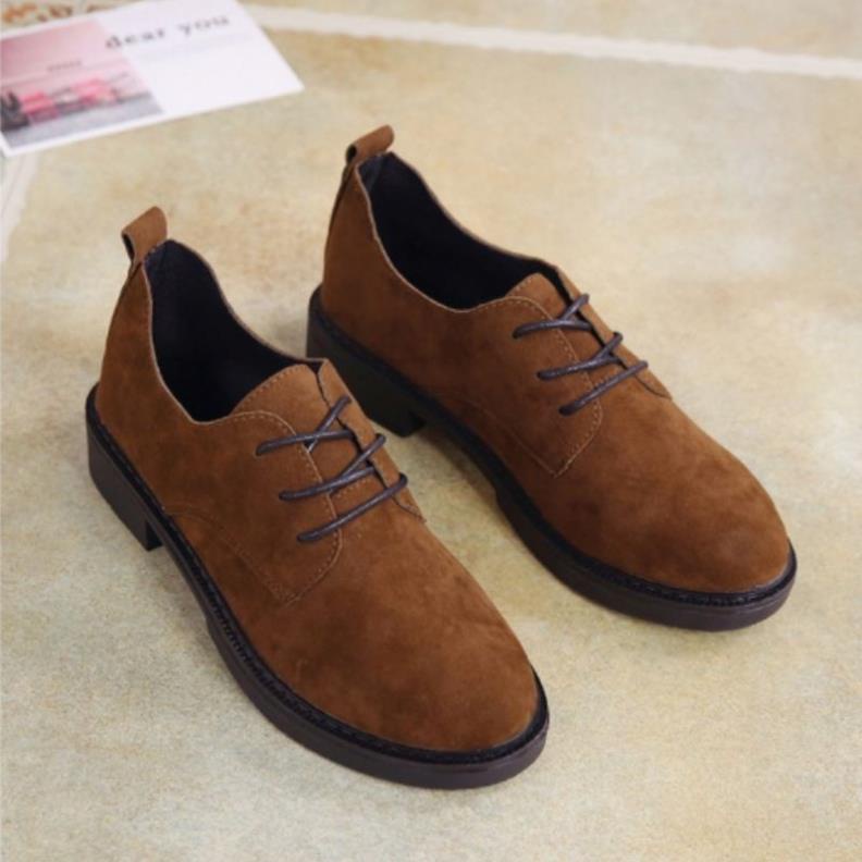 Giày Oxford Nữ Da Lộn Đế Cao 3cm Cá Tính - MPS99 ♠️
