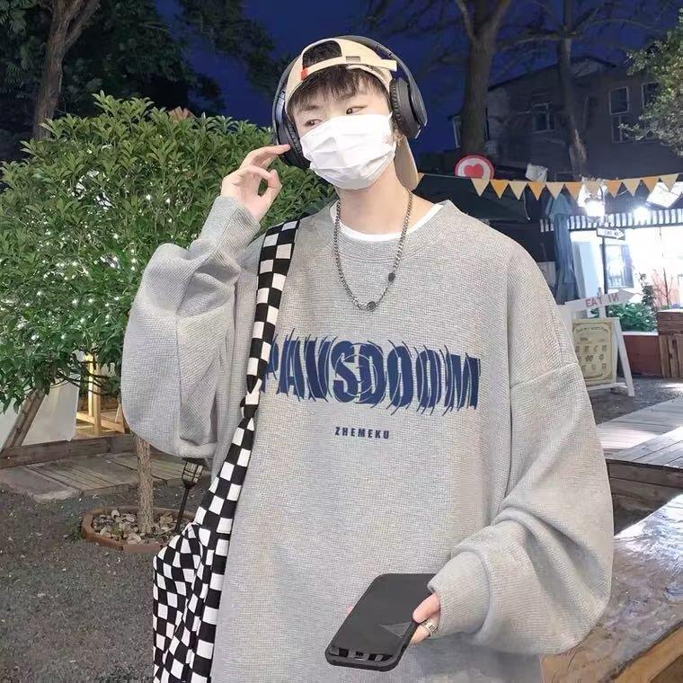 Áo Hoodie Nam Cổ Tròn Dài Tay Dáng Rộng Phong Cách Âu Mỹ