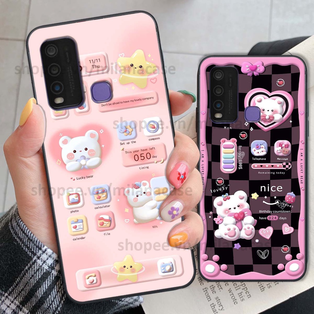 Ốp Vivo Y30 / Y50 hình đồng hồ icon gấu mèo cute cực dễ thương ngộ nghĩnh