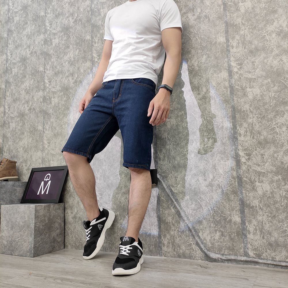 Quần short jean nam MĐ Q393 xanh đen