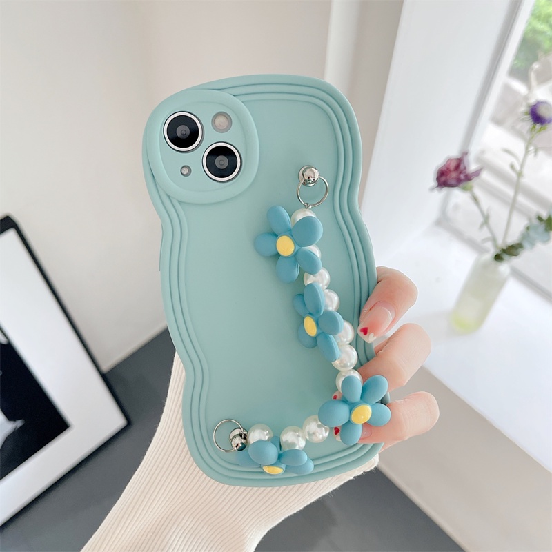 Ốp Điện Thoại TPU Silicon Mềm Họa Tiết Gợn Sóng Phối Chuỗi Hạt Gồm 5 Màu Cho iPhone 13 12 11 Pro Max X Xs Max XR