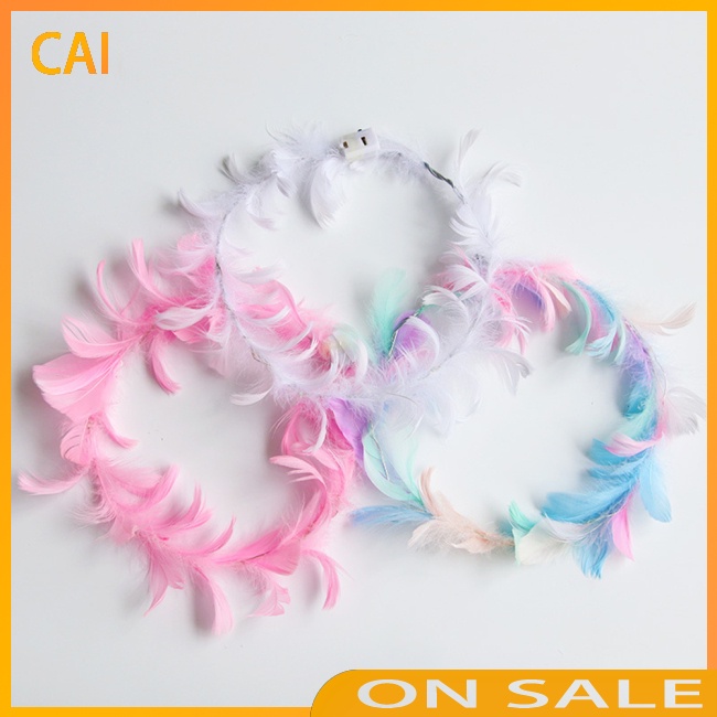 Vòng Hoa Gắn Lông Vũ Có Đèn Led Phát Sáng Độc Đáo