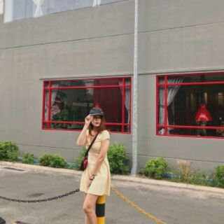 🌺DTB189011543 ĐẦM XÒE CỘT NƠ VÀNG🌺