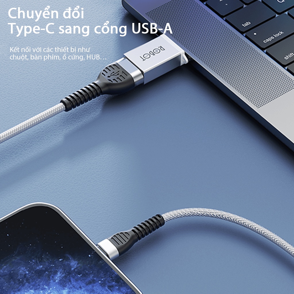 Đầu Chuyển Đổi OTG Cổng Type-C Sang USB 3.0 ROBOT RT-OTG04 - Chất Liệu Vỏ Kim Loại | BigBuy360 - bigbuy360.vn