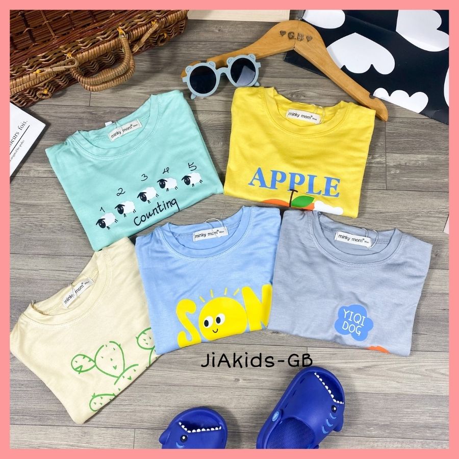 Bộ Thun Lạnh Dài Tay Cho Bé Trai Bé Gái 8-19kg -TD-IN61 In Hoạ Tiết Tối Giản Chất Vải Thoáng Mát