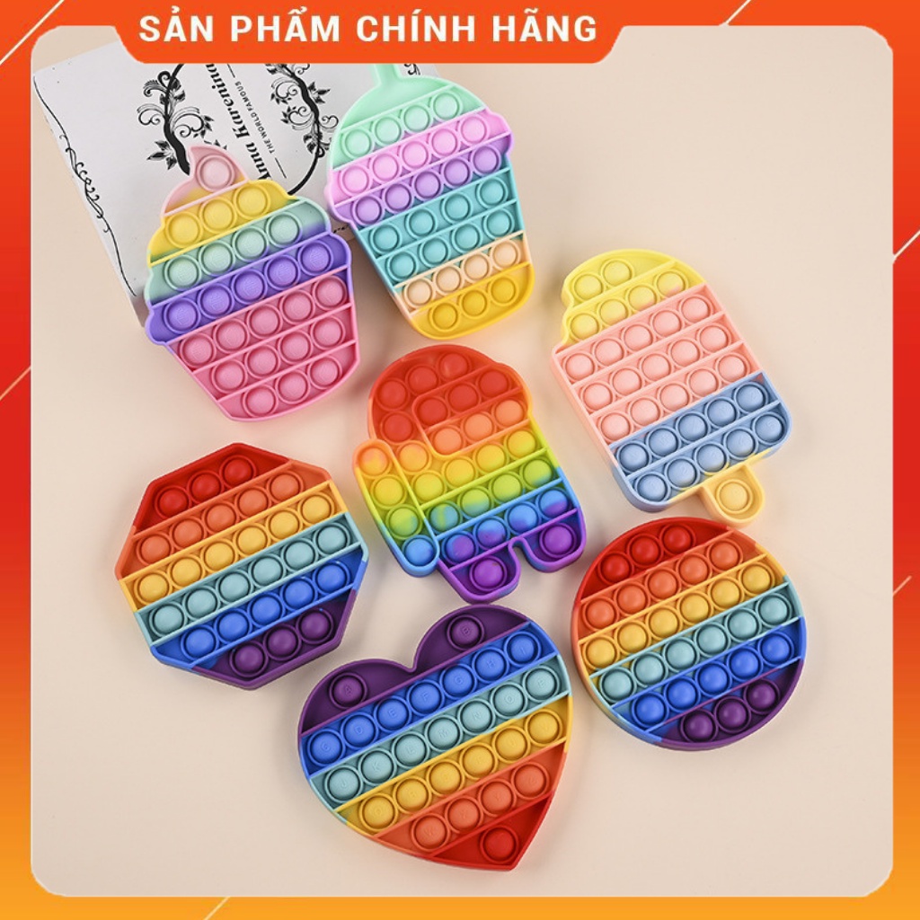 Pop It Fidget Toy, Đồ Chơi Pop It Bấm Nút Bóp Bóng Thông Minh Giảm Stress, Căng Thẳng Bằng Silicon An Toàn Cho Trẻ Em