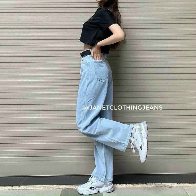 QUẦN JEANS ỐNG RỘNG LƯNG CAO