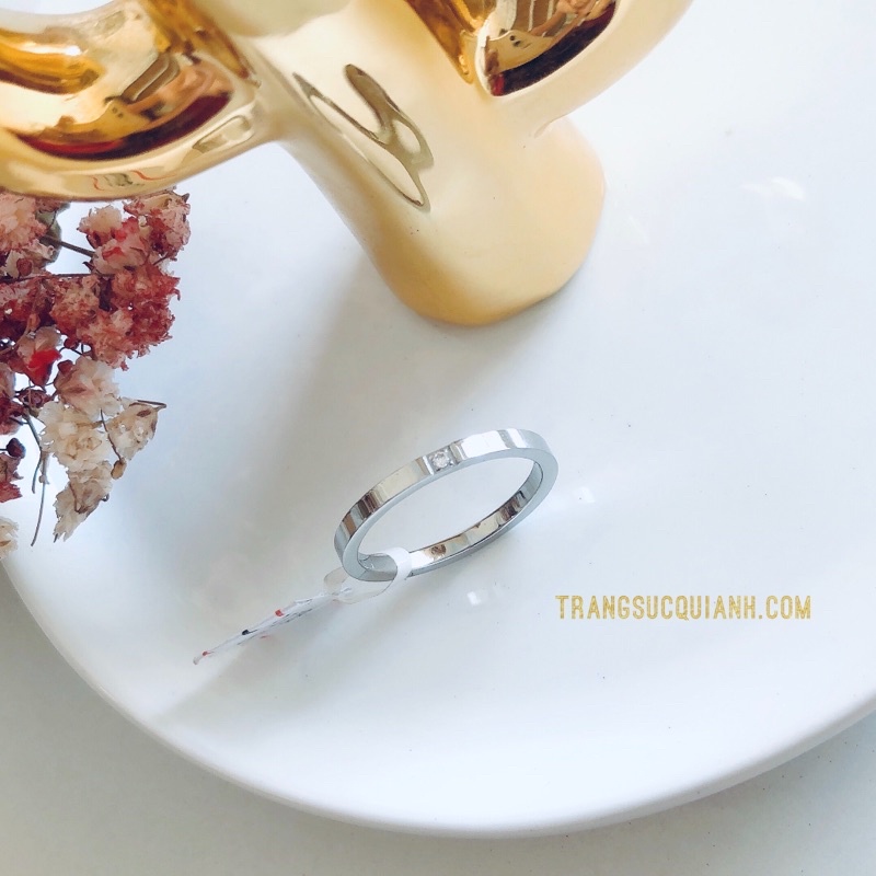 NHẪN TITAN BẠC ĐÍNH HẠT ĐÁ CHÌM