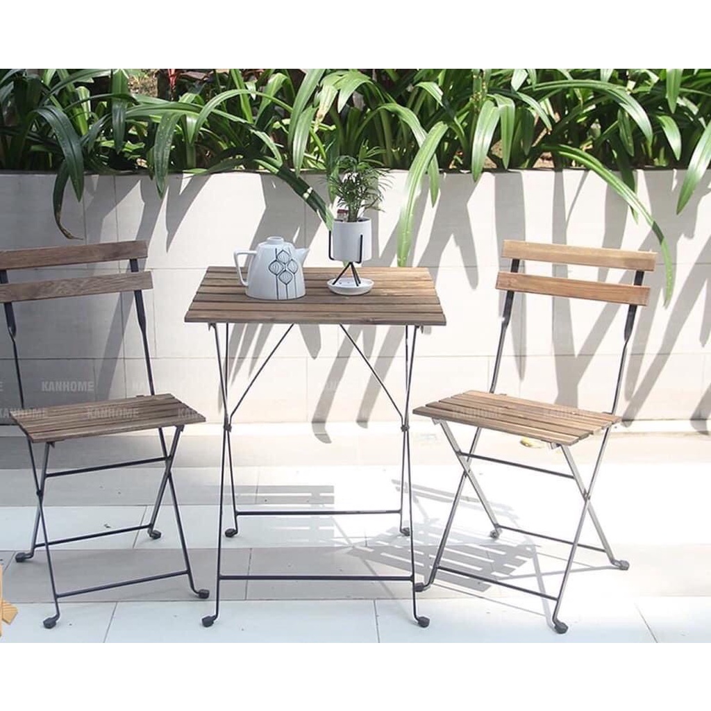 Bộ Bàn Ghế Gỗ BISTRO Patio Mini Chuyên Dụng- Gấp Gọn Dễ Dàng - Bộ Gồm 1 Bàn 2 Ghế home decor