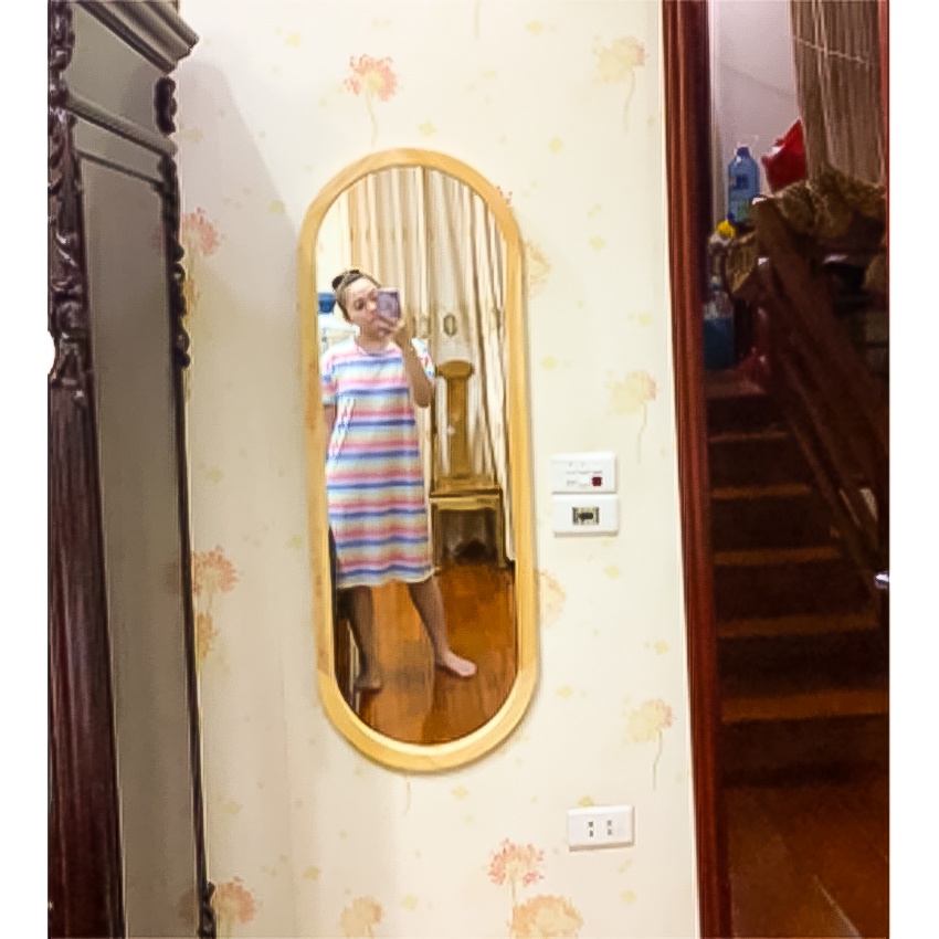 Gương toàn thân khung gỗ treo tường oval decor phòng khách nịnh dáng, shop quần áo kích thước 50x160cm MIRRORTOCTOC