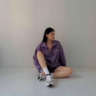 COMMON SENSE-áo nỉ tím half zip
