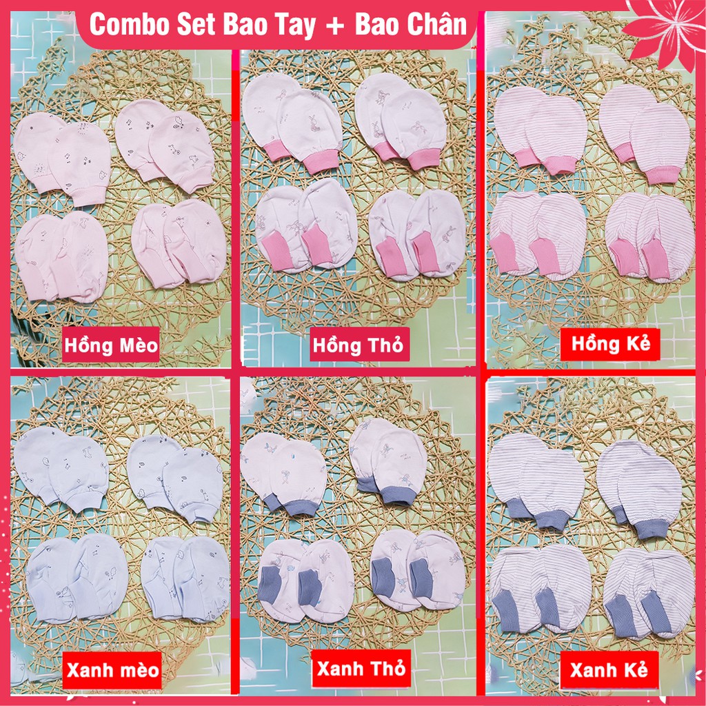 COMBO 2 Đôi Bao Tay + 2 Đôi Bao Chân Miomio Cotton Cho Bé [MIO Việt Nam]