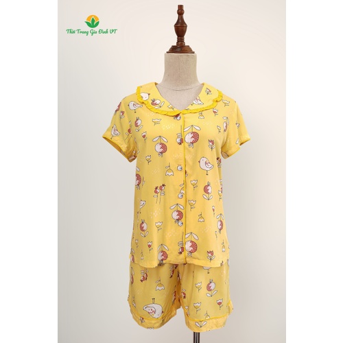 Bộ pijama quần đùi áo cộc nữ họa tiết B03.2104 - Thời trang gia đình VT