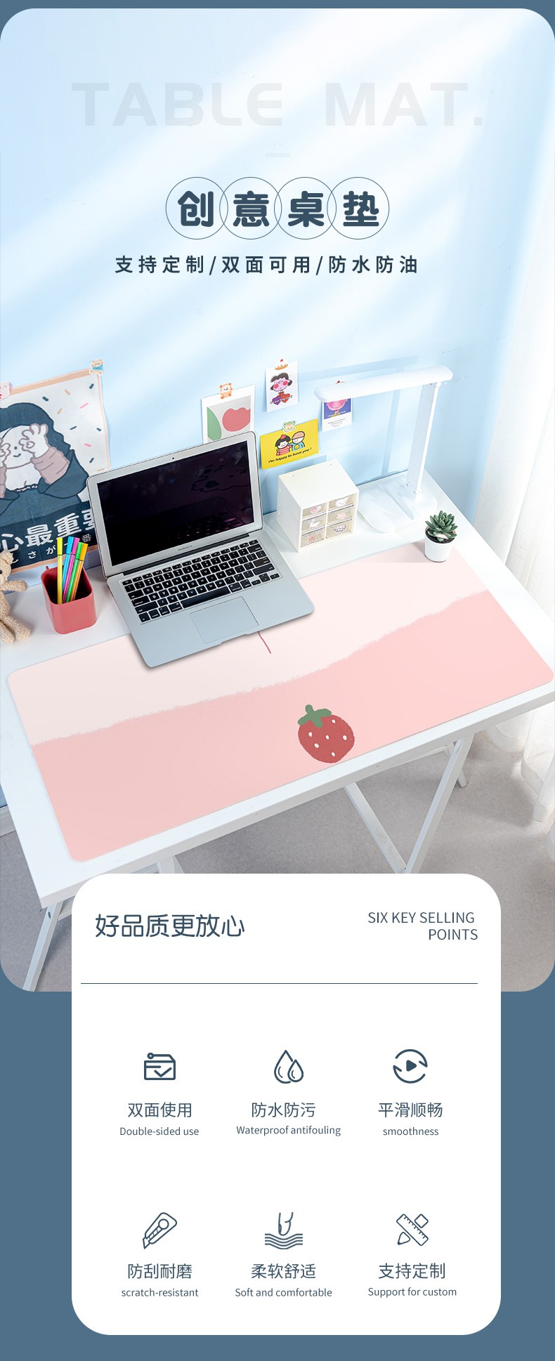 Waterproof Leather Oversized Mouse Pad Laptop Keyboard Pad Desk Pad Student Study Desk Mat Office Desktop Home Customiza