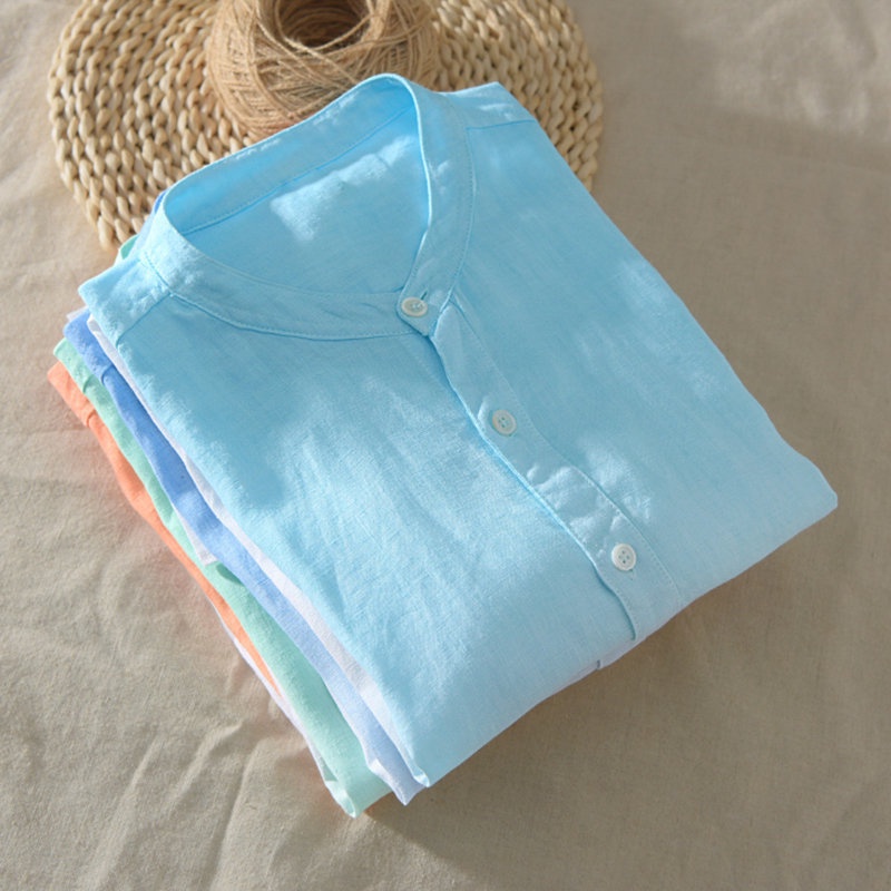 Áo Sơ Mi Cotton Nhuộm Màu Gradient Thoáng Khí Thời Trang Mùa Hè Cho Nam