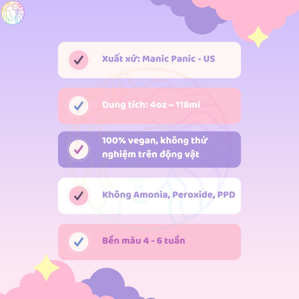 Thuốc nhuộm tóc Manic Panic chính hãng US đủ màu