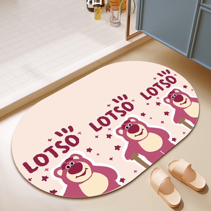 Thảm lót sàn Thấm Hút Nước Chống Trượt Hình Gấu Dâu Tây Đáng Yêu