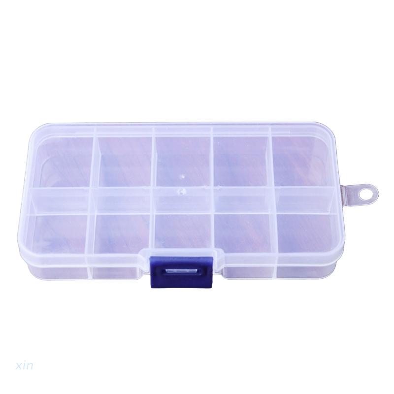 Hộp Nhựa Trong Suốt Đựng Trang Sức 10 Ô Có Thể Điều Chỉnh