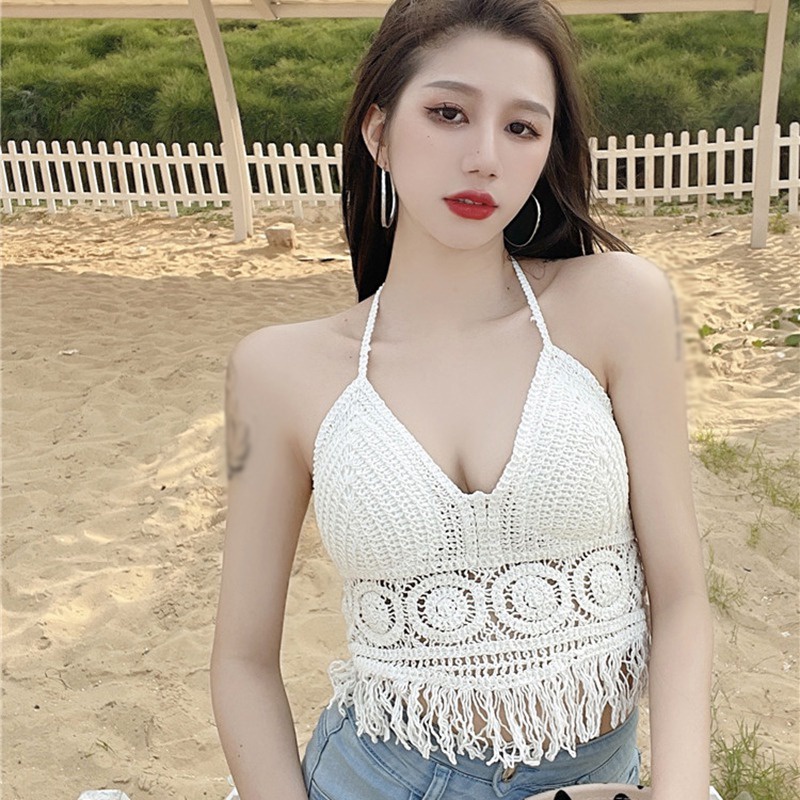 Áo Croptop Không Tay Cổ Chữ V Hở Lưng Phong Cách Quyến Rũ Dành Cho Nữ