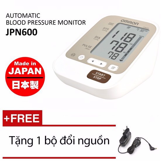 COMBO Máy đo huyết áp bắp tay JPN600 + Bộ đổi điện Adapter chính hãng Omron Nhật Bản