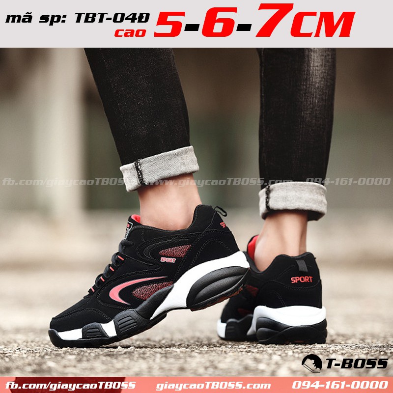 giày Thể Thao nam tăng chều cao 5cm - 6cm hoặc 7cm, Mẫu mới HOT 2021 - TT-04Đ - GIÀY CAO T-BOSS