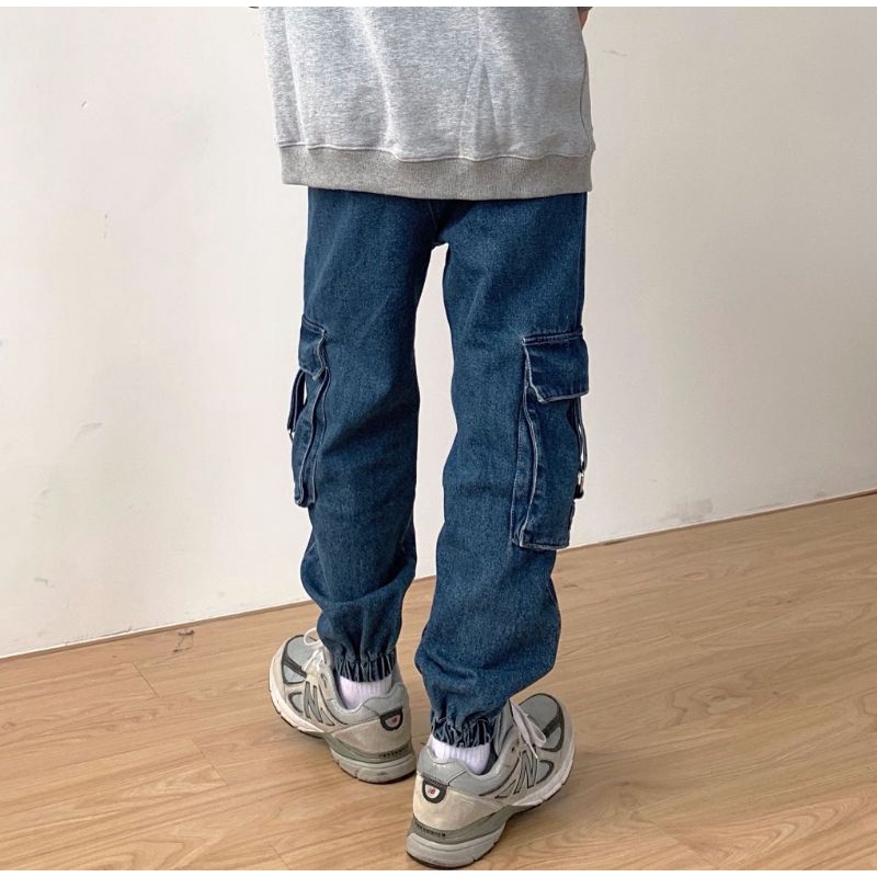 Quần jogger jeans túi hộp ống rộng siêu đẹp, nam nữ mặc được unisex ulzzang - ẢNH THẬT